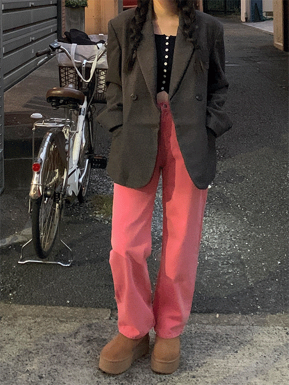 페리에 피그먼트 컬러 와이드 팬츠 ; 7 color